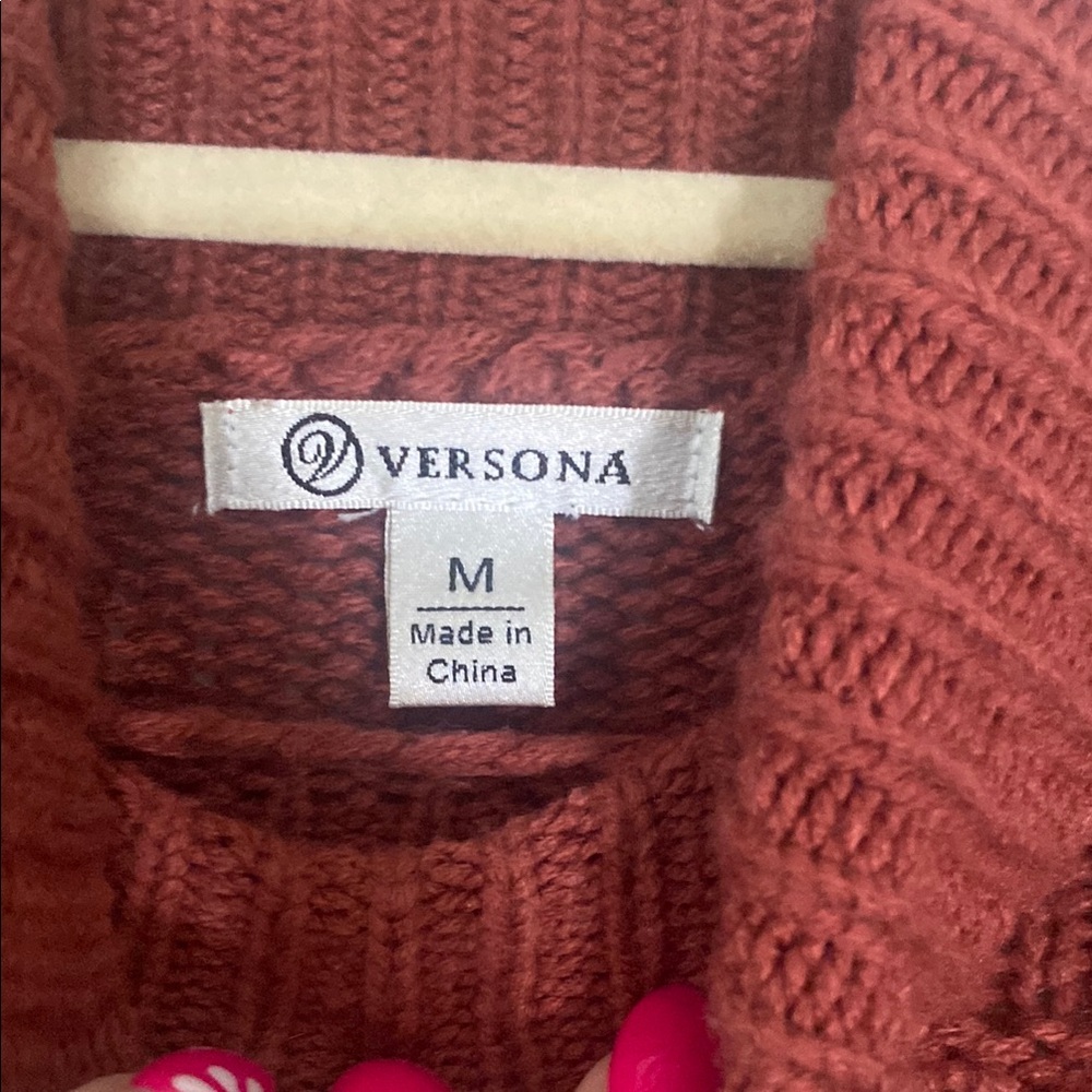 Chunky Knit Turtleneck Sweater - Rust Red - Picture 3 of 3